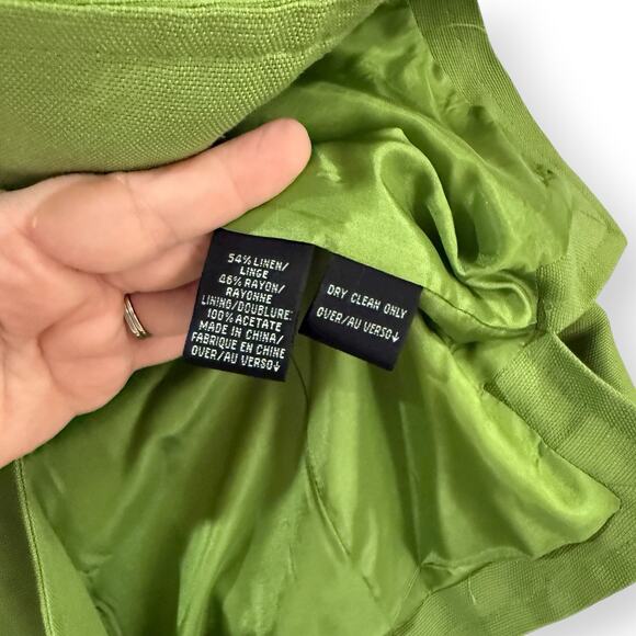 Dana Buchman Palm Green Linen Blend Blazer Jacket Size 8 Single Breasted Pockets - Picture 8 of 13